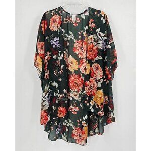 Green Floral Kimono Cardigan Shawl Wrap Emory Park 1XL